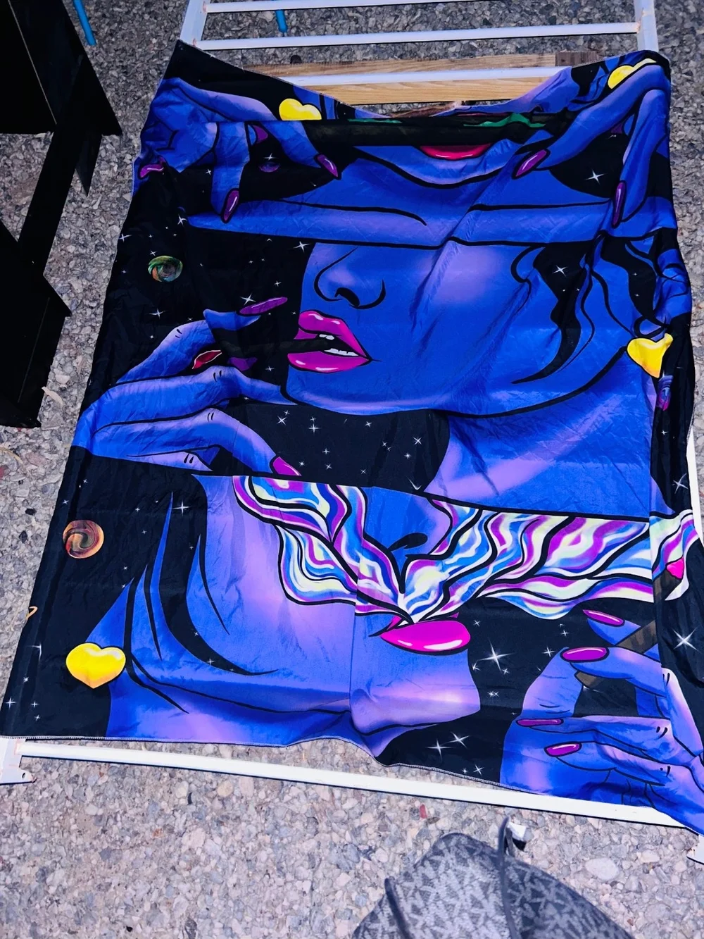 Electric Blue Pop Art Woman Graphic Tapestry